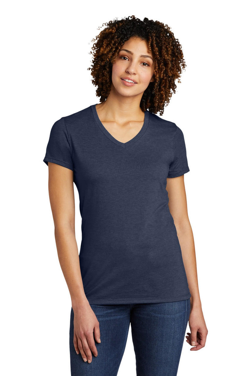 Allmade ® Women's Tri-Blend V-Neck Tee AL2018 made with sustainable materials, including recycled plastic bottles