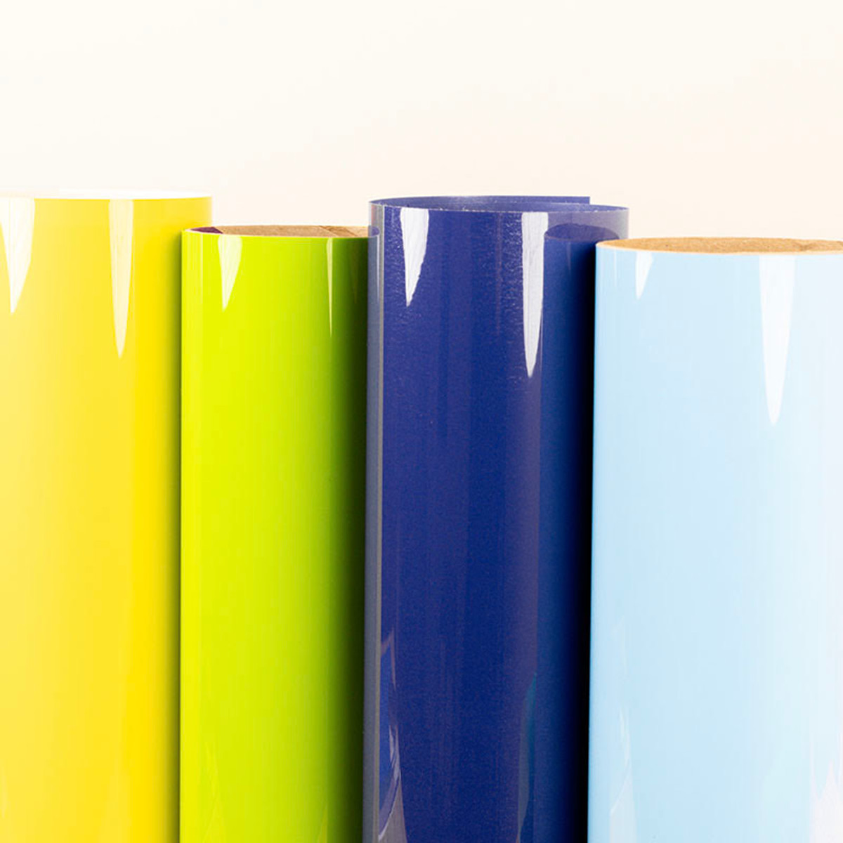Packaging of Poli-Flex Turbo HTV 20" rolls, ideal for use on cotton, polyester, and nylon with low-temperature application.