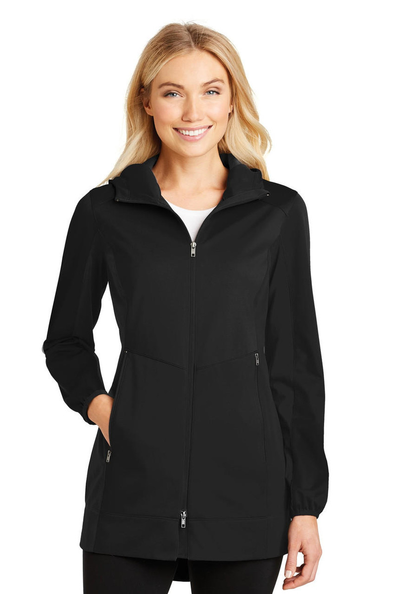Water-resistant jacket with three-panel hood and adjustable drawcord