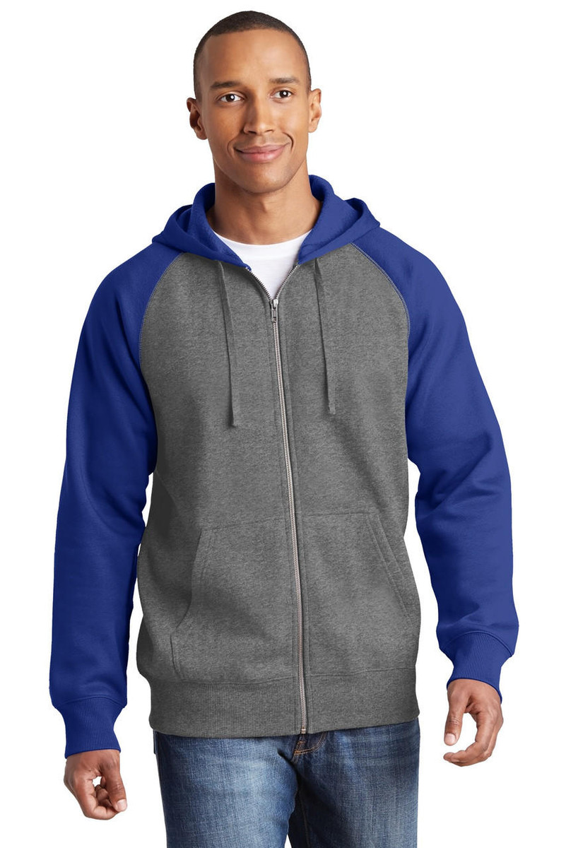 Sport-Tek Raglan Colorblock Full-Zip Hooded Fleece Jacket