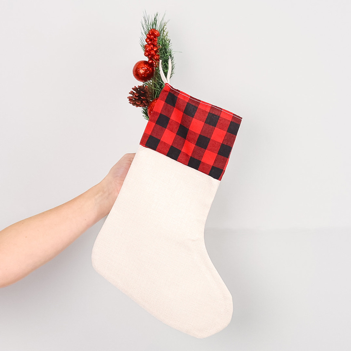 Red and Black WALABlanks Sublimation  Christmas Stocking Blanks