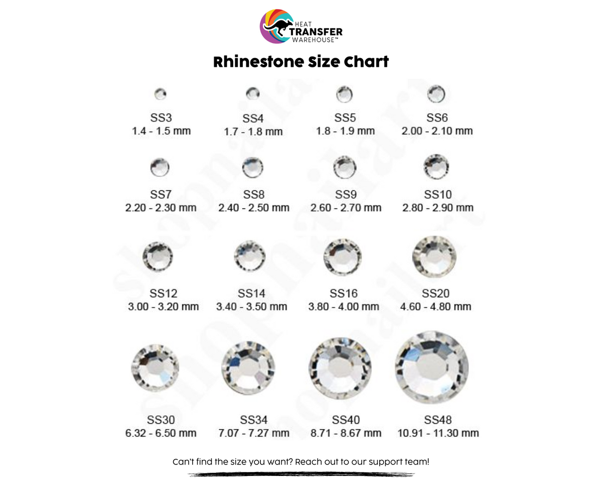 Rhinestone Size Guide