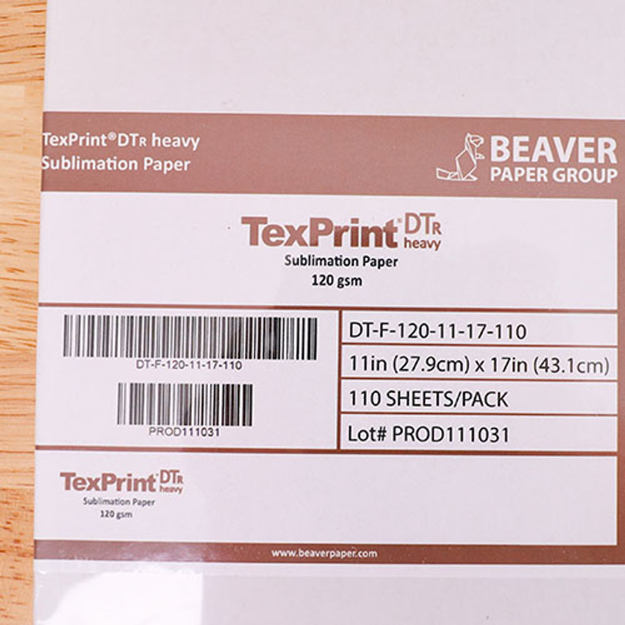13x19 Beaver TexPrint DT R Heavy Sublimation Heat Transfer Paper For  Ricoh Printers - 110 sheets