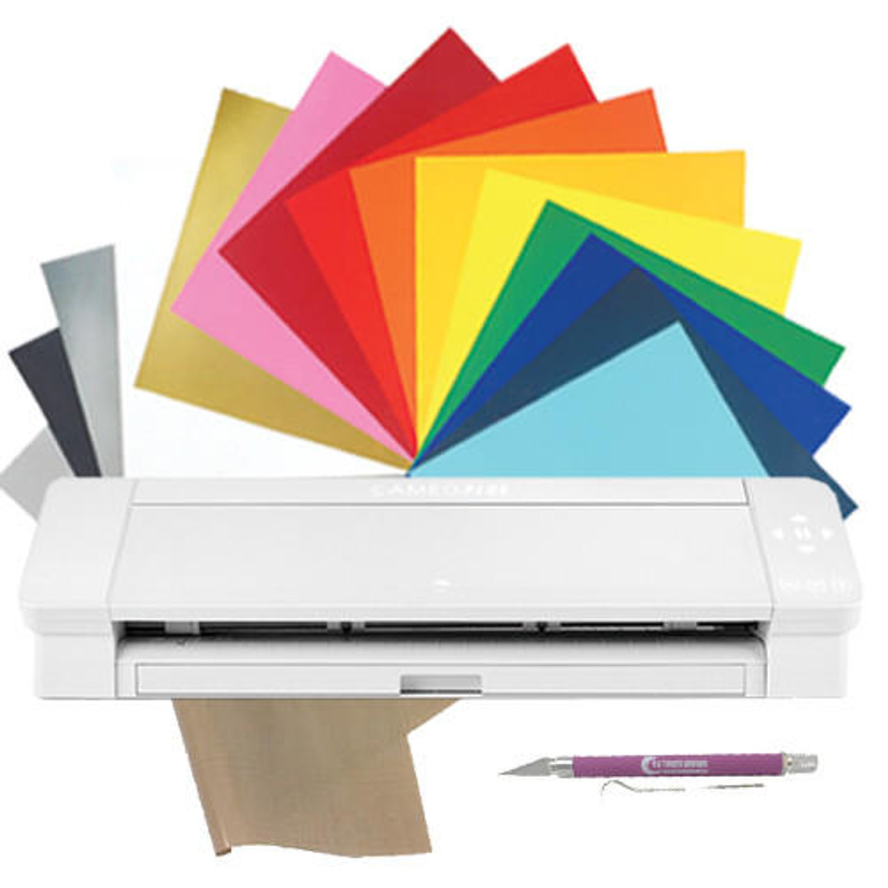 Silhouette White Cameo 4 PLUS - 15 w/ Blade Pack, 38 Sheets Vinyl