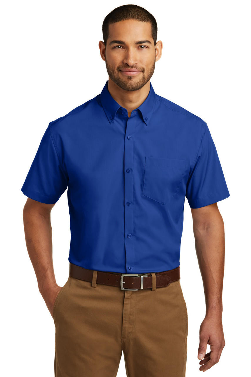 Port Authority® Short Sleeve Carefree Poplin Shirt - Heat Transfer ...