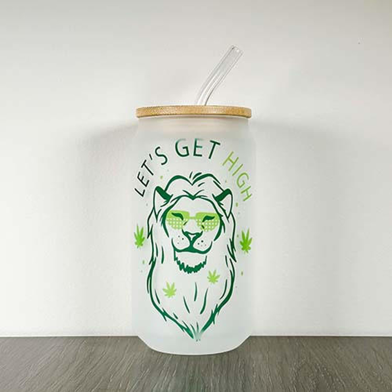 Three 16 oz Frosted Glass Cans Sublimation Mockup