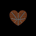Rhinestone transfer featuring a heart-shaped basketball design