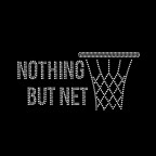 Nothing but Net rhinestone basketball design with net and ball 