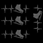 Four-pack rhinestone design with a heartbeat line and a skate graphic