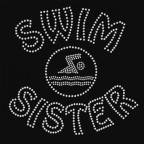 Rhinestone transfer design featuring the words “Swim Sister” 