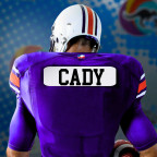 custom twill nameplate on football player