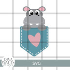  Cute Hippo Pocket SVG File 