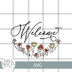  Welcome Floral Script SVG File 