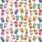 Boba tea pattern adhesive vinyl for crafting projects