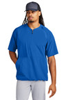 Poly/spandex short sleeve jacket with tonal mesh panels and pouch pockets