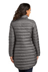 Women's long jacket with a 2-way molded front zipper and elastic cuffs