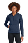 Stretch 1/2-zip hoodie featuring split, drop tail hem for added style