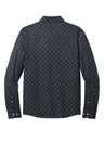 Soft jersey fabric shirt with a button-down collar, adjustable mitered cuffs, and satin-finish buttons