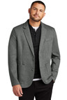 Stylish relaxed knit blazer with a modern fit, 4 decorative cuff buttons, and double back vent