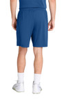 Polyester moisture-wicking athletic shorts with side pockets