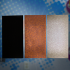  Group of three Heat transfer vinyl applied to leatherette sheets for custom designs