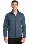Port Authority® Active Soft Shell Jacket with reverse coil center front zipper for sleek design.