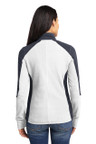 4.6-ounce microfleece jacket with colorblock design, stretch cuffs, and thumbholes to keep hands warm in cooler weather.