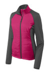 Ladies Hybrid soft shell jacket, quilted panels with water-resistant fabric