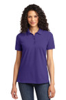 Durable 50/50 cotton/poly pique polo with stain-release finish and feminine fit