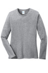 Soft, 100% cotton long sleeve tee for women with a contoured body and feminine fit