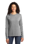 Long sleeve 100% cotton women's tee with a contoured fit for a feminine silhouette