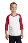  Port & Company® Youth Core Blend 3/4-Sleeve Raglan Tee 