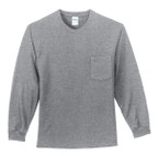 Traditional long sleeve Essential Pocket Tee crafted from 6.1-ounce soft spun cotton.