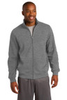 Colorfast sweatshirt made of 65/35 cotton/poly fleece with front slash pockets.