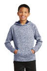 Soft, moisture-wicking hoodie with a front pouch pocket, perfect for active wear or casual use.