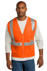 Breathable mesh vest with reflective tape and multiple pockets, meeting ANSI 107 Class 2 visibility standards.