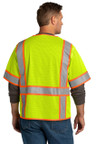 Surveyor's short sleeve mesh vest with two-tone contrast fabric and 360-degree reflective tape.