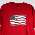 Distressed Firefighter Flag DTF transfer, 50+ wash cycles tested.