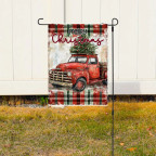Holiday theme on a sublimation garden flag in the ground outside