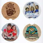 Four different style car coasters lined up