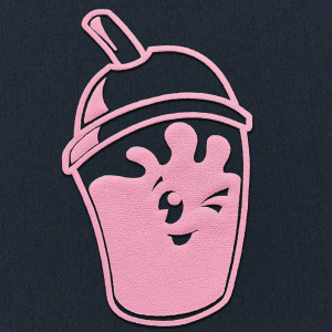 Pink puff HTV custom cut transfer on black material