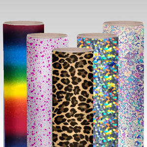 Stretchable, durable metallic heat transfer vinyl with soft finish for fashion designs.