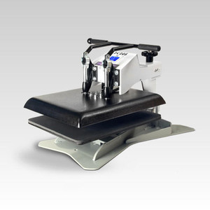 Geo Knight Swing Away 16x20 heat press with all-thread table design and solid steel welded framework for durability.