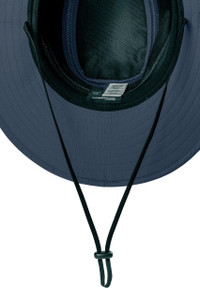 Insect-repellent wide-brim hat with adjustable chin cord and foam brim for sun protection.