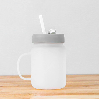 Sublimation Frosted Glass Mason Jar with Straw and Lid 20 oz