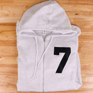  WALATwill Tackle Twill Numbers 6" on a white hoodie