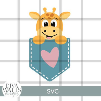  Cute Giraffe Pocket SVG File 