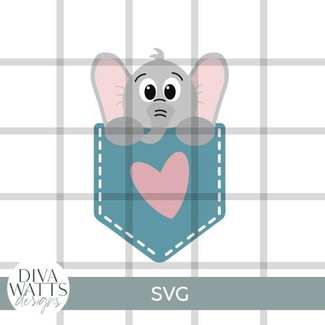  Cute Elephant Pocket SVG File 