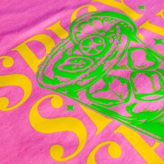 Two-color screen print transfer design featuring bold, layered artwork