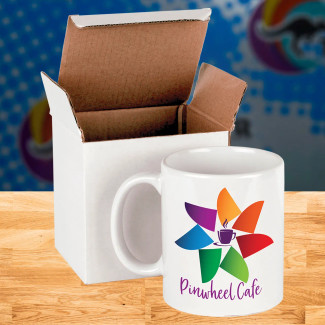 White sublimatable ceramic mug with protective white box